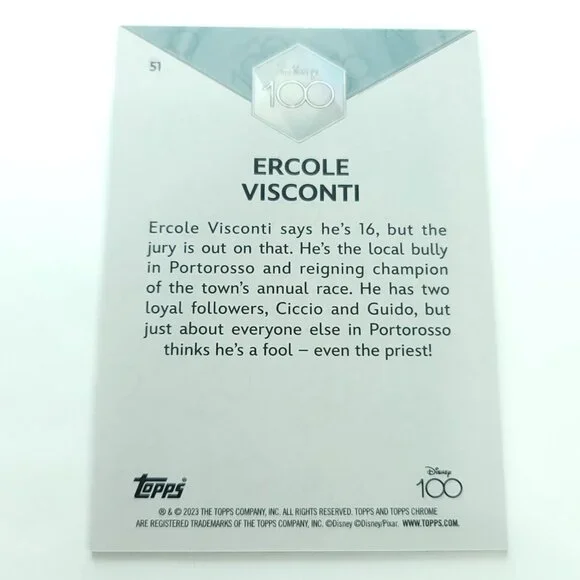 2023 Topps Chrome Disney 100 Ercole Visconti Blue Refractor Limited 64/75